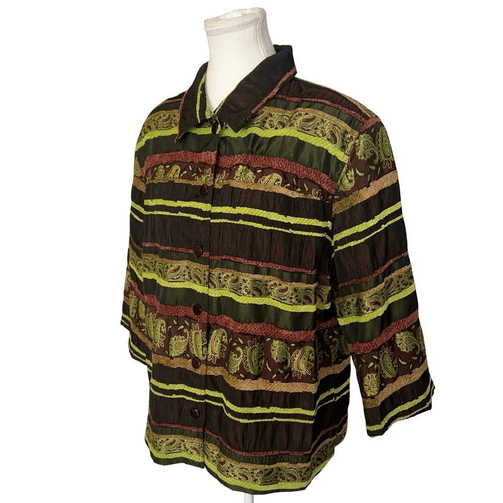 Erin London 90s Textured Paisley Panel Shirt Jacket